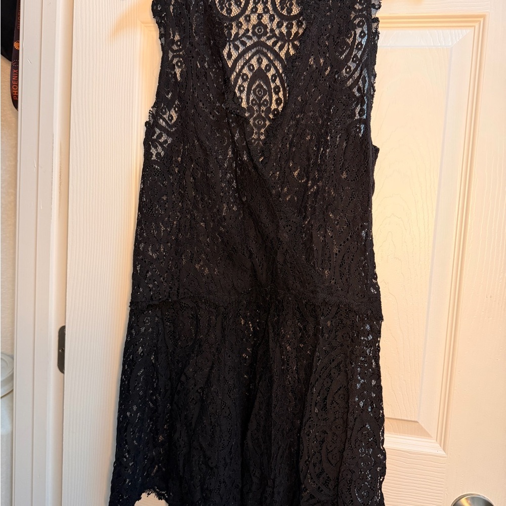 Free People Black Lace Mini Dress